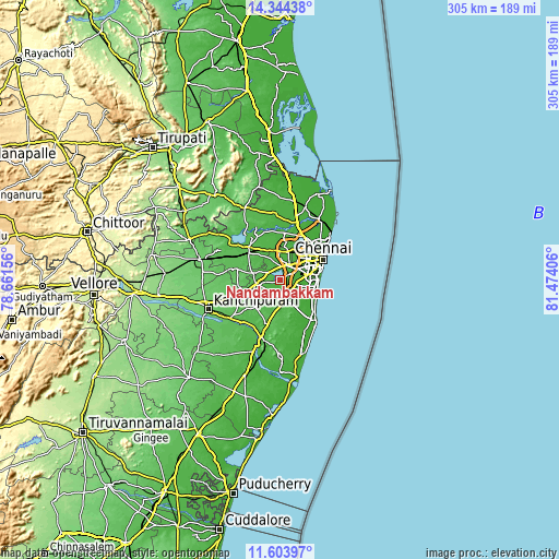 Topographic map of Nandambakkam