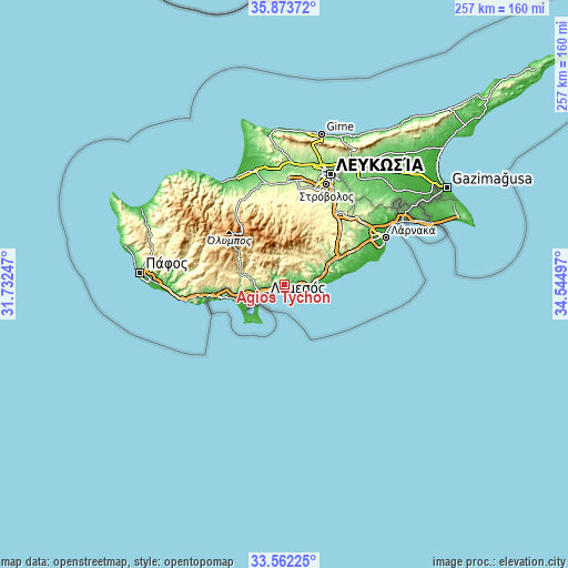 Topographic map of Ágios Týchon