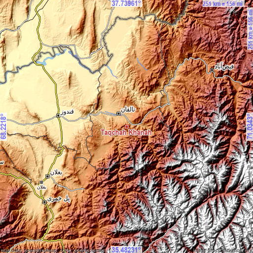 Topographic map of Ţāqchah Khānah