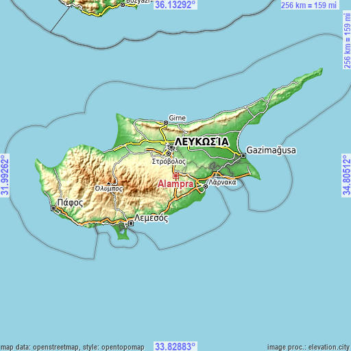Topographic map of Alámpra