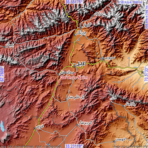 Topographic map of Qal‘ah-ye Na‘īm