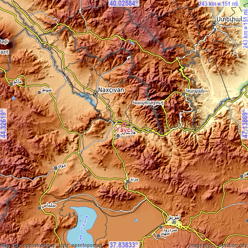 Topographic map of Yaycı