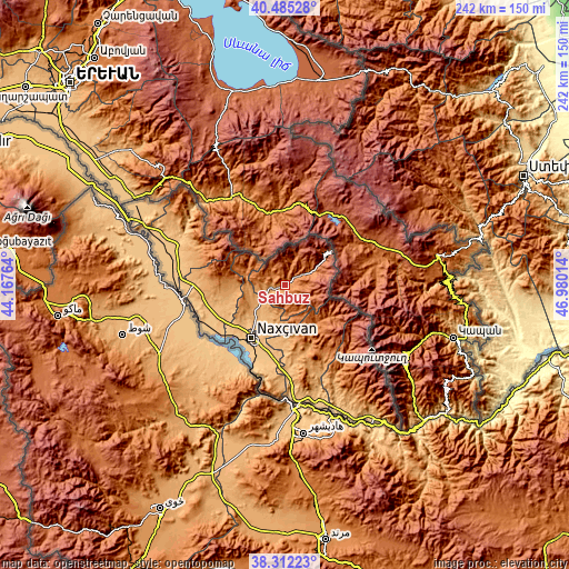 Topographic map of Şahbuz