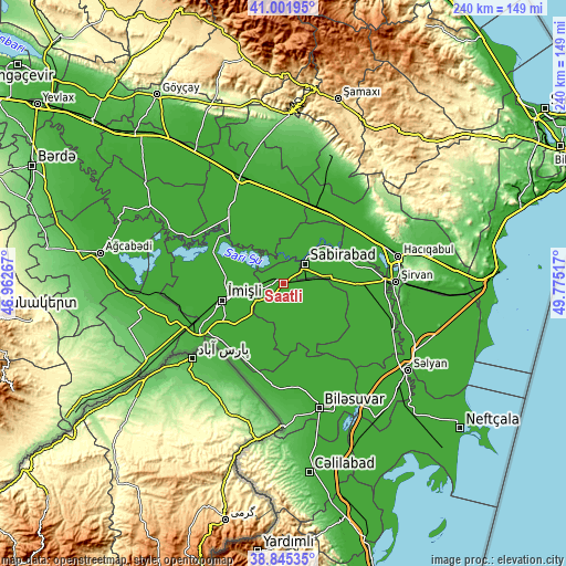 Topographic map of Saatlı