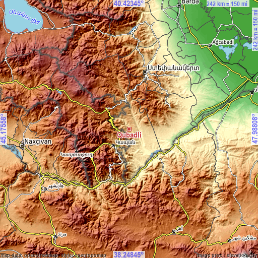 Topographic map of Qubadlı