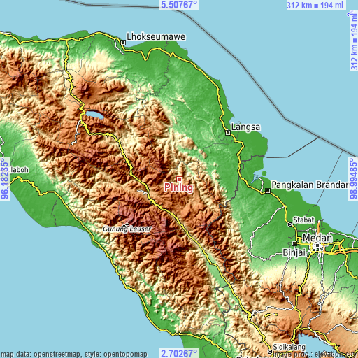 Topographic map of Pining