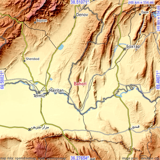 Topographic map of Bahorí