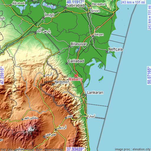 Topographic map of Masally