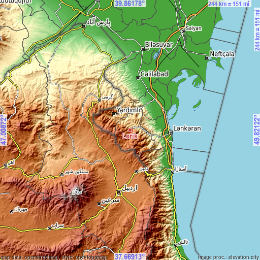 Topographic map of Lerik