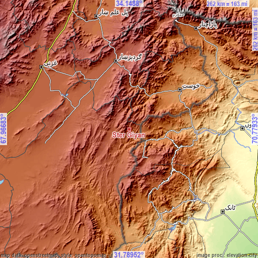 Topographic map of Stêr Giyān