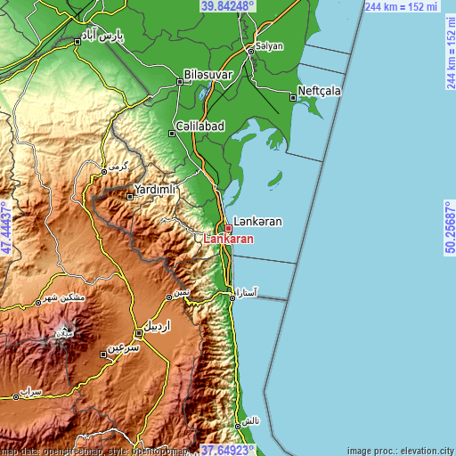 Topographic map of Lankaran