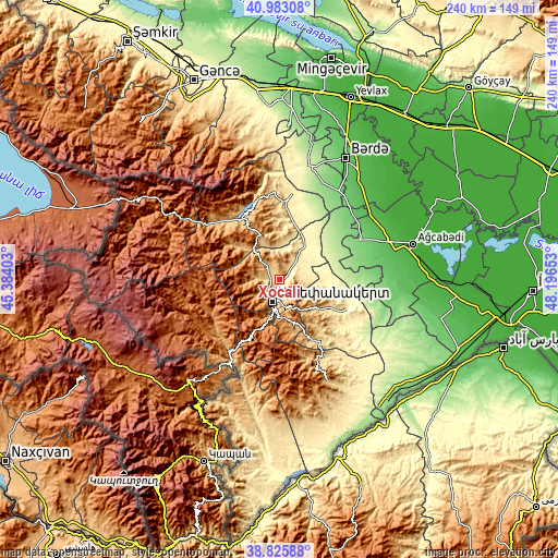 Topographic map of Xocalı