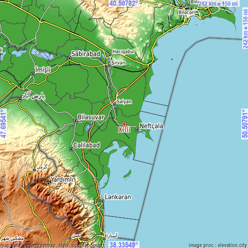 Topographic map of Xıllı