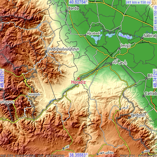 Topographic map of Horadiz