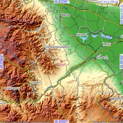 Topographic map of Fizuli