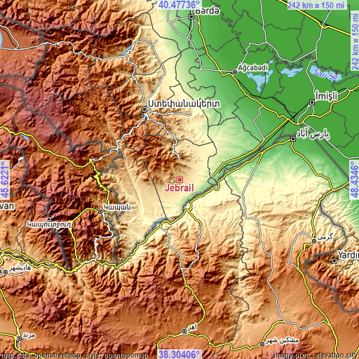 Topographic map of Jebrail