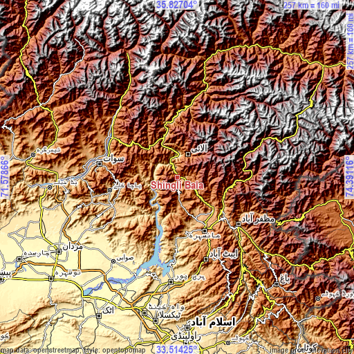 Topographic map of Shingli Bala