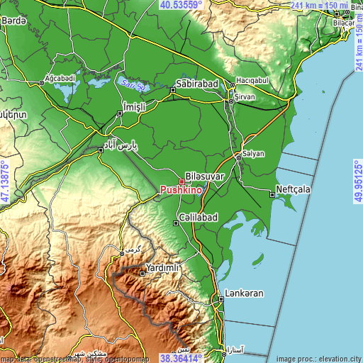Topographic map of Pushkino