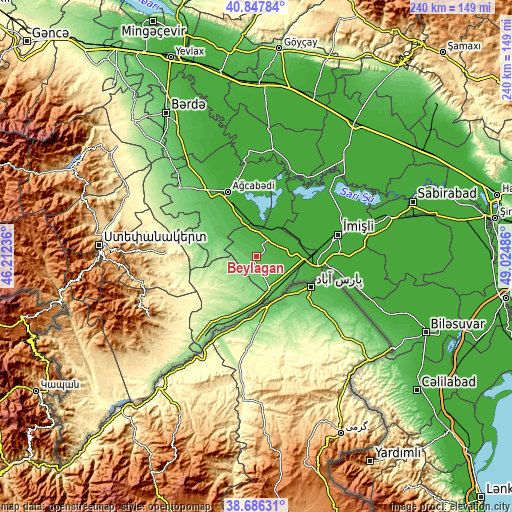 Topographic map of Beylagan