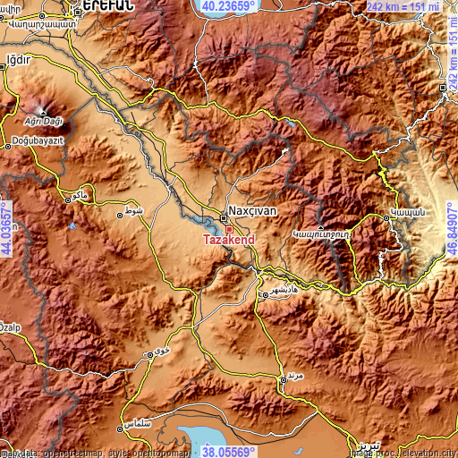 Topographic map of Tazakend