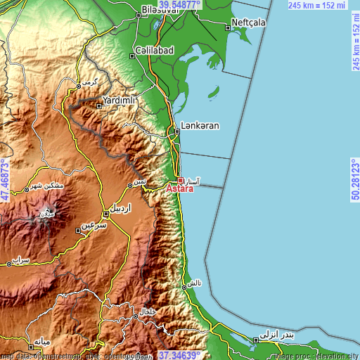 Topographic map of Astara