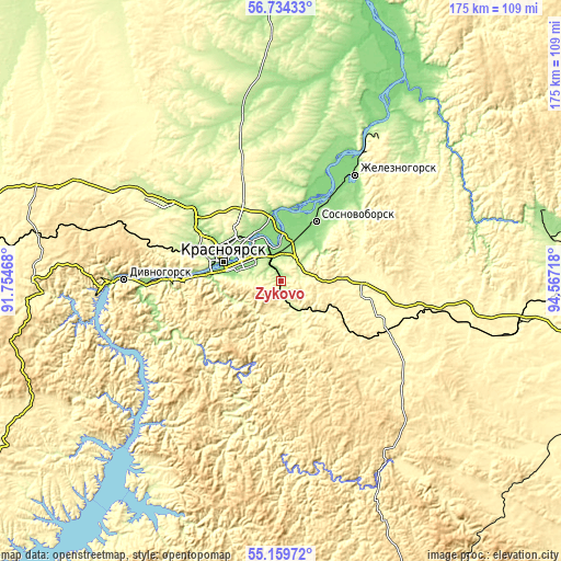 Topographic map of Zykovo