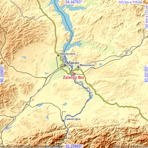 Topographic map of Zelënyy Bor