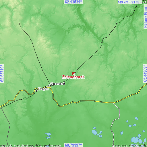 Topographic map of Zelenoborsk