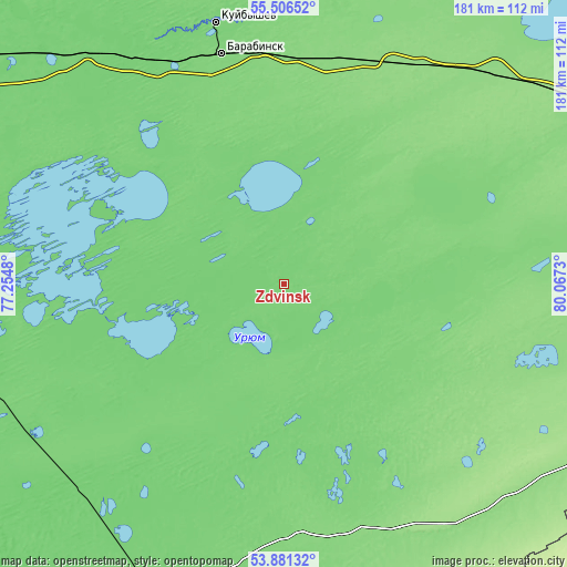 Topographic map of Zdvinsk