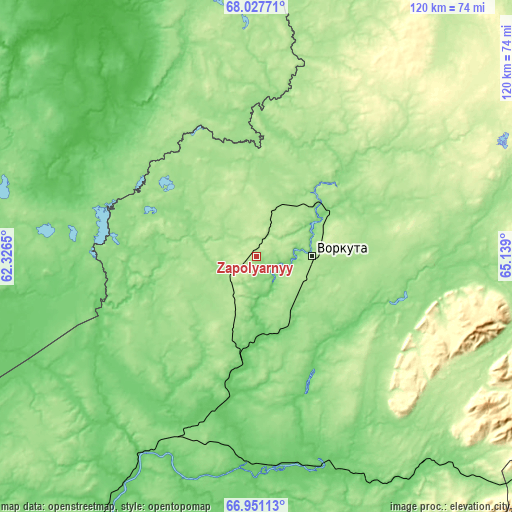 Topographic map of Zapolyarnyy