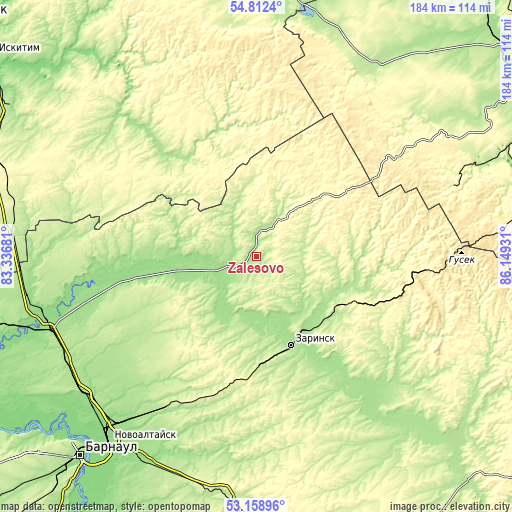 Topographic map of Zalesovo