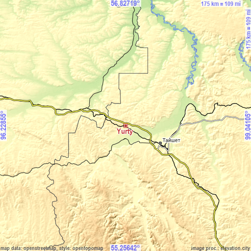 Topographic map of Yurty