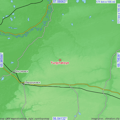 Topographic map of Yurginskoye