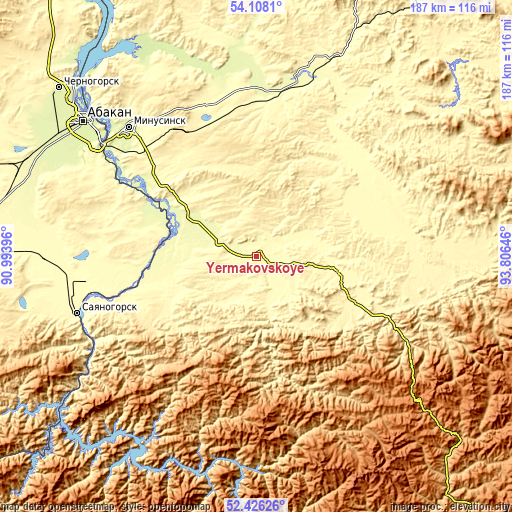 Topographic map of Yermakovskoye