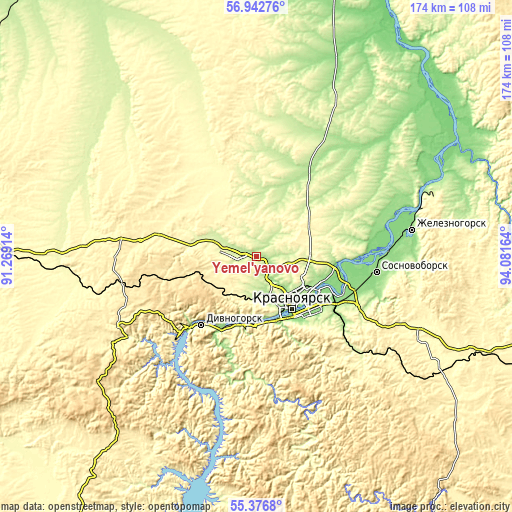 Topographic map of Yemel’yanovo