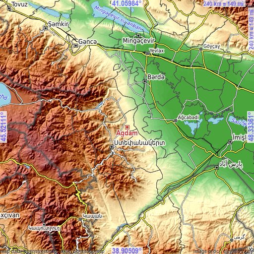 Topographic map of Ağdam