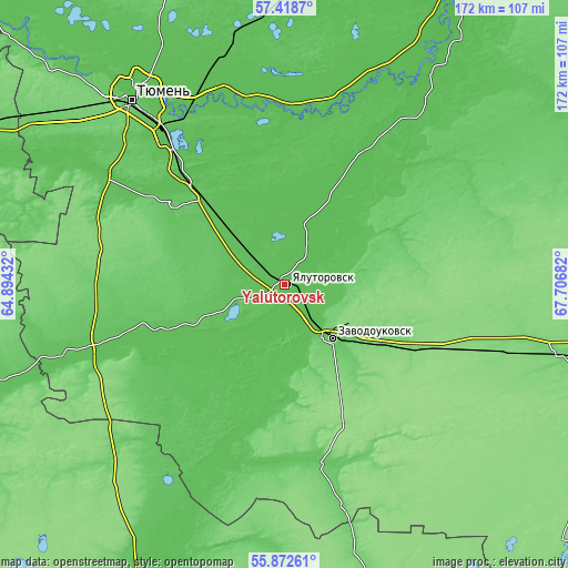 Topographic map of Yalutorovsk