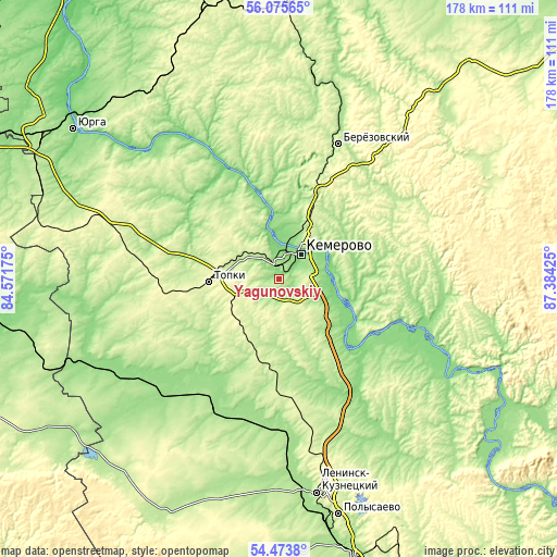Topographic map of Yagunovskiy
