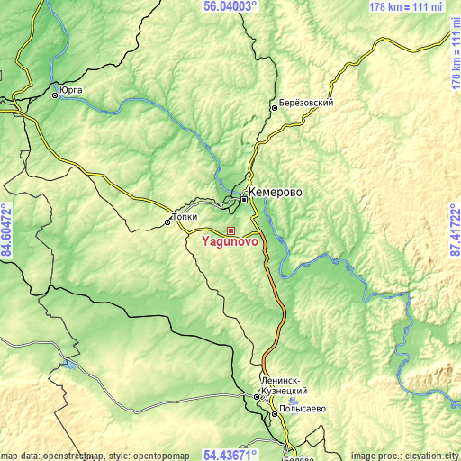 Topographic map of Yagunovo