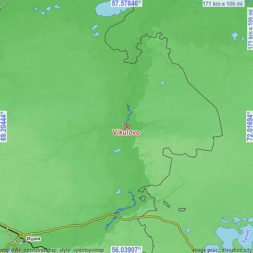 Topographic map of Vikulovo