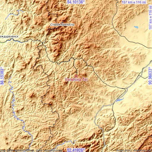 Topographic map of Vershina Tei