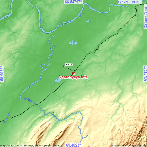 Topographic map of Verkhnyaya Inta