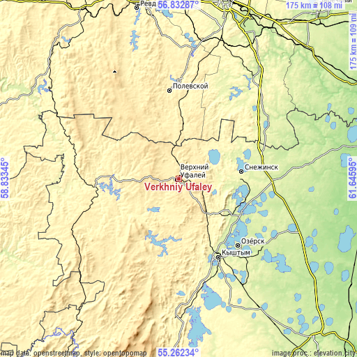 Topographic map of Verkhniy Ufaley