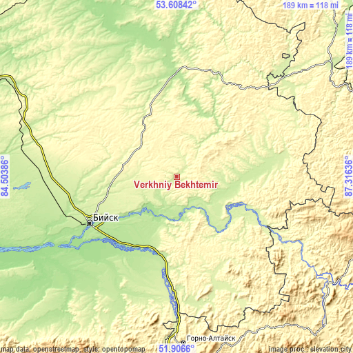 Topographic map of Verkhniy Bekhtemir