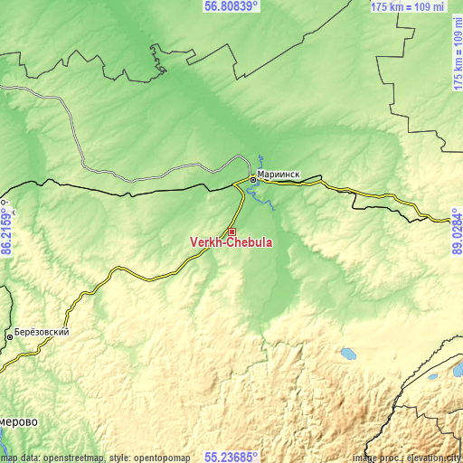 Topographic map of Verkh-Chebula