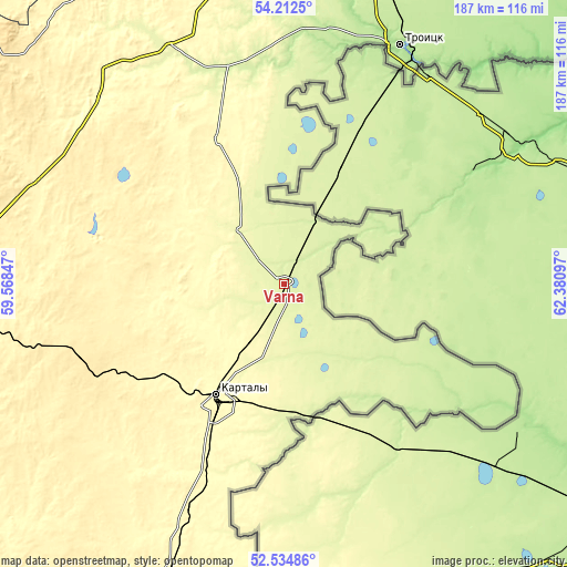 Topographic map of Varna