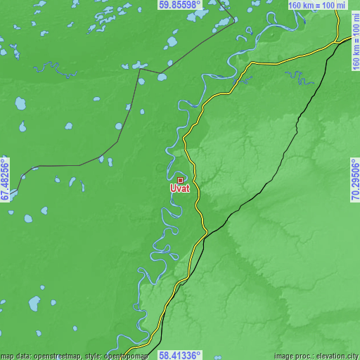 Topographic map of Uvat