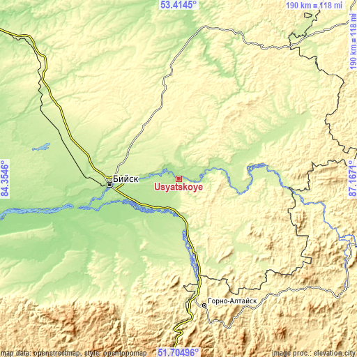 Topographic map of Usyatskoye