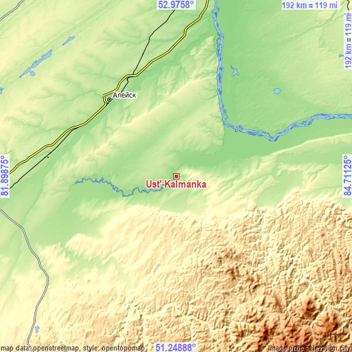 Topographic map of Ust’-Kalmanka