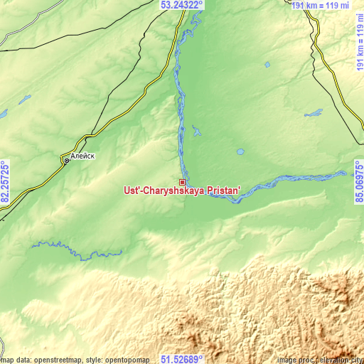Topographic map of Ust’-Charyshskaya Pristan’
